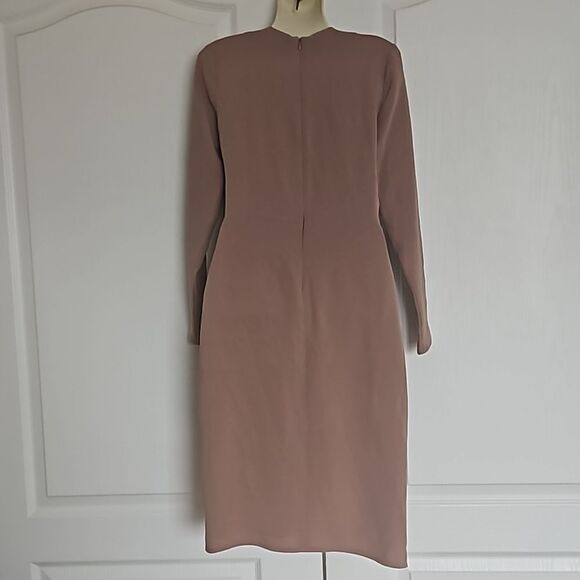 Babaton Long Sleeves Wrap Twisted Midi Dress XXS Brown - Picture 4 of 16